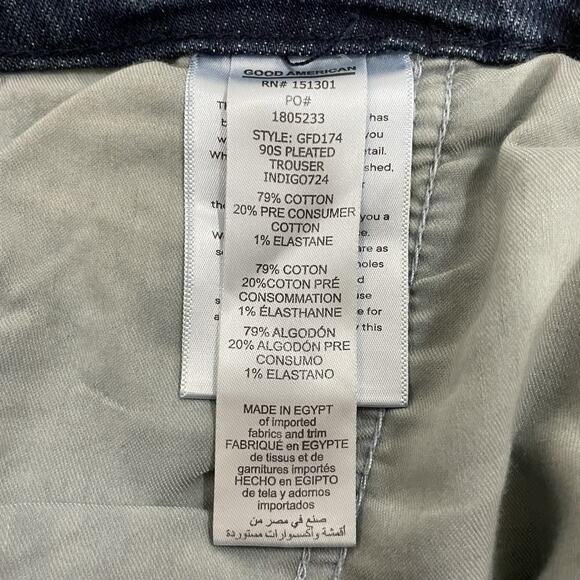 Good American 90s PLEATED TROUSER JEAN Size 10/30 Indigo Blue Denim Wide Leg NEW - Picture 10 of 12